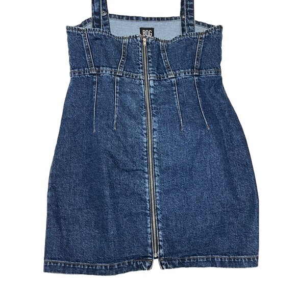 BDG Urban Outfitters Denim Mini Dress With Front Zip Closure Adj Straps Mini - Picture 3 of 14